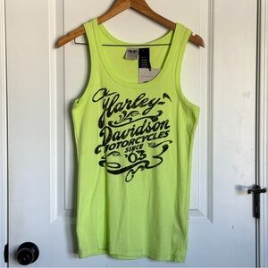Harley-Davidson Women Tank Top Neon Green Genuine Motor Clothes Size XL